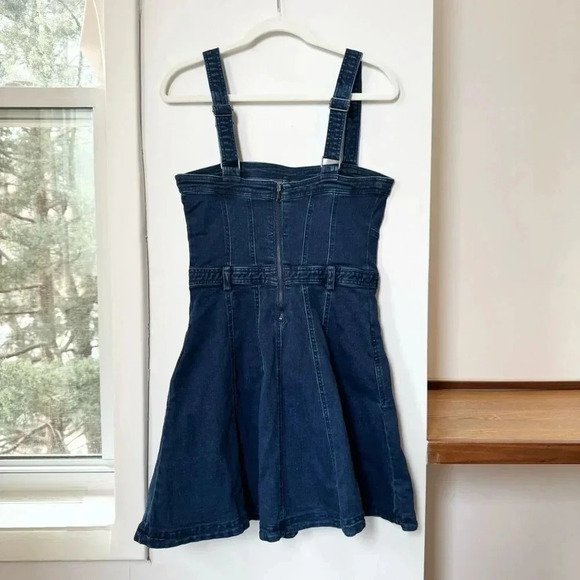 NWT Free People Margot Denim Mini Short Jean Dark Wash Blue Dress Revolve Medium - Picture 9 of 17